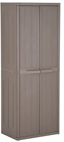 VACARX Gartenschrank braun 65x45x172cm PP Holzoptik Artikelfarbe braun