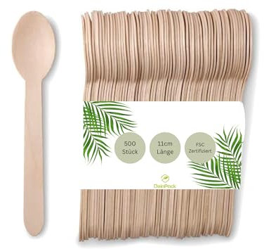 DeinPack 500 Kaffeelöffel Holz Birke 11cm | biologisch abbaubar | Nachhaltiges Besteck | Einwegbesteck | Holzbesteck