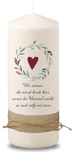 Villa Rosa Lotta – Trauerkerze Grabkerze Trudi mit Spruch I 20 cm hoch & 7 cm Durchmesser | Andenken an Verstorbene I Trauergeschenk, Grablicht, Grabschmuck | Sternenkinder Andenken Trauer