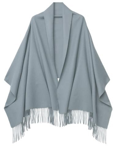 PFLife Damen Kaschmir Schal Schultertuch Deckenschal aus weichem Kaschmir mit Fransen Winter Schal, 80'' * 27'' (200 x 70 cm) (blau grau)