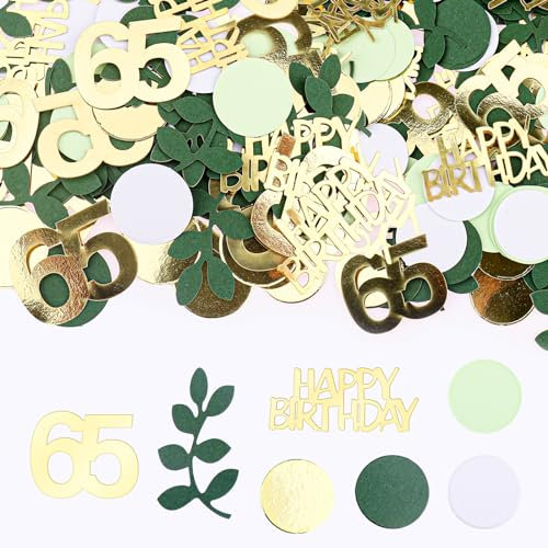 GoldRock Konfetti 65 Geburtstag Deko Grün,200 Stk Tischdeko Geburtstag 65 Jahre,Streudeko 65. Geburtstage Deko,Geburtstagsdeko 65er,Deko 65. Geburtstags Mann Frau,Confetti Geburtstage Manner Frauen