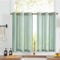Vangao Voile Scheibengardinen Modern mit Ösen Streifen Transparent Blaugrün Bistrogadine 2er Set 90Bx90Hcm Landhaus Gardinen kurz Gestreift Sheer Fenstervorhang Wohnzimmer Wohnwagen Küchengardinen