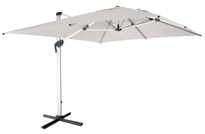 sweeek - Parasol déporté haut de gamme 3x4m beige. toile en polyester teintée dans la masse. structure aluminium anodisé. housse incluse