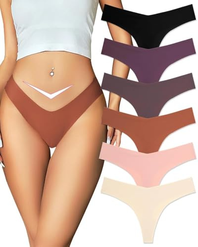 ALL OF ME Perizoma Donna Senza Cuciture Elastico Tanga Mutande Vita Media Microfibra String Invisibile Thong da 6 XS-XL