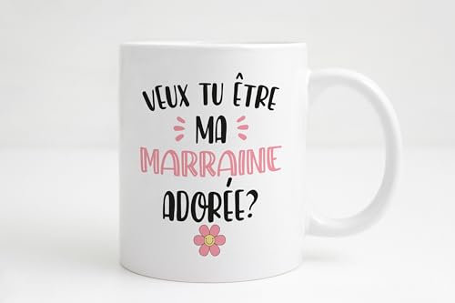 Groovy crea Mug demande marraine - Veux tu être ma marraine adorée ? - Cadeau naissance - annonce marraine - cadeau personnalisé marraine