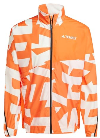 adidas Men's Terrex Multi Printed Wind Jacket, semi impact orange/white, L