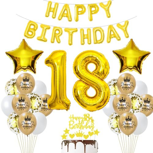 Luftballon 18. Geburtstag Deko Gold 18 Geburtstag Mädchen Gold Deko 18 Junge Mädchen Geburtstagsdeko 18 Jahre Luftballon 18 Jahr Ballons 18 Party Dekorationen