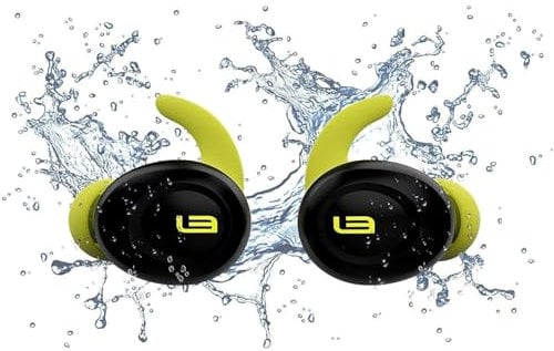 Maplin Hypersonic Wireless Earphones, Multi Size Earhooks Earbuds, Bluetooth Noise Cancelling, IPX7 Waterproof Sweatproof Headphones, Qi & USB-C Charging, Spotify Tap Playback for Sports/Gym/Running