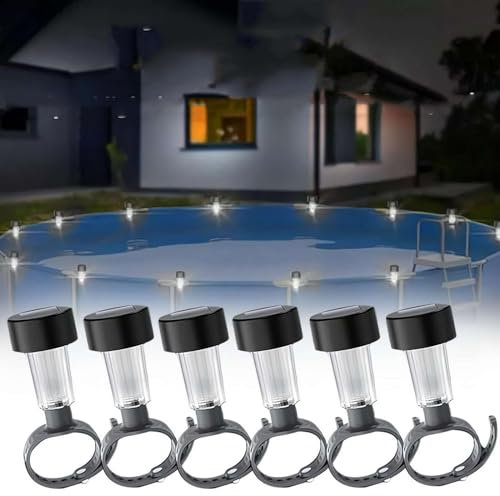 CTDWNT Lampes solaires de piscine hors sol, lampes solaires pour piscine hors sol, lampes solaires LED étanches blanc chaud, décoration de piscine, lampes solaires LED économes en énergie montées sur
