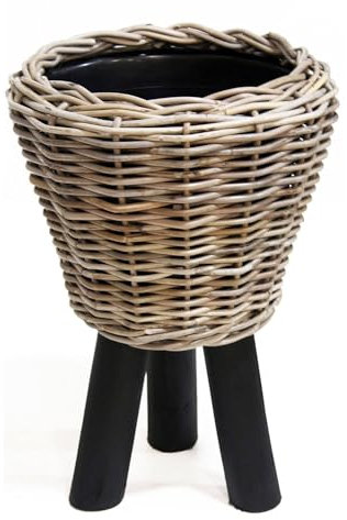 Pot de fleurs sur pieds en bois - Diamètre : 27 x 42 cm - Drypot sur pieds en bois - Jardinière durable - Pot à fleurs - Pot d'intérieur - Pot pour plantes - Pot décoratif - Intérieur marron