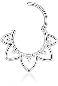 Lantine 16g Septum-Piercing Minimalistische Lotusblume Scharnier-Segment-Clicker Daith Piercing Chirurgenstahl Tragus Rook 8mm