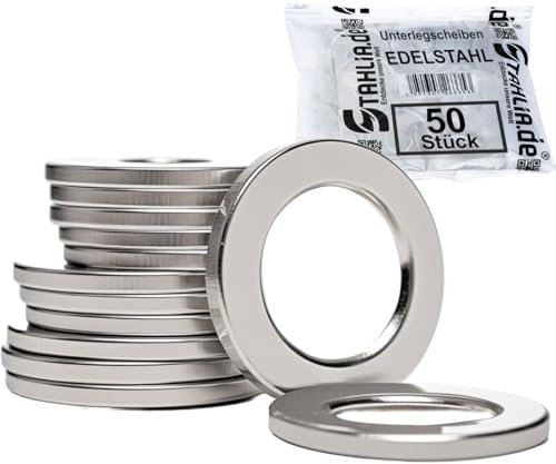 Stahlia Unterlegscheiben M8 Edelstahl Scheibe (50 Stück) DIN 125 ISO 7089 Beilagscheiben Distanzscheiben U-Scheiben Metallscheiben A-Form