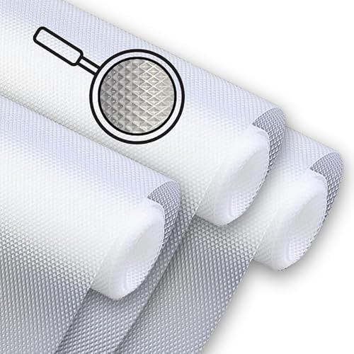 Protector cajones Cocina Antideslizante, 3 Rollos, plástico Protector Muebles, 50cm x 150cm Cada Rollo Protector, para Muebles, encimeras y cajones. Alfombrilla para cajones Cocina Antideslizante.