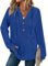 Womens Hoodies Drawstring Long Sleeve Pullover Top Button V Neck Jumpers for Ladies Casual Fall Winter Tops Ladies Ribbed Knit Sweatshirts Womens Evening Tops Royal Blue