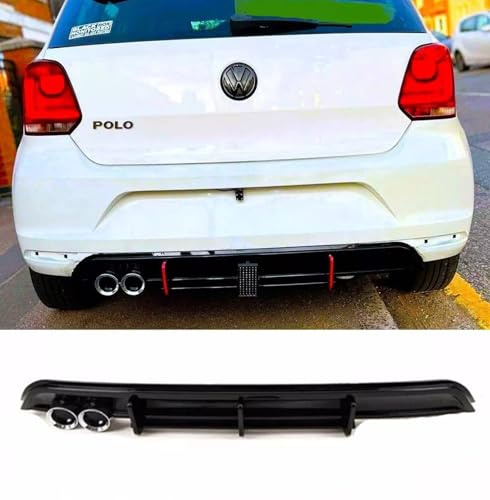 For Auto Perfectionists UK Rear Valance Diffuser Compatible With VW Polo MK5 6C 2014-2017 ABS Gloss Black