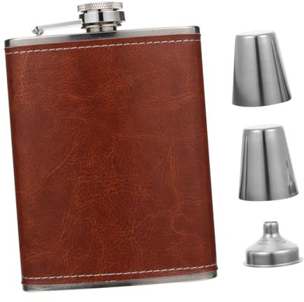 GRIRIW Portable Wine Bottle Box Vintage Style Made of Stainless Steel for Outdoor Activities and Giving Includes Flask and Accessories