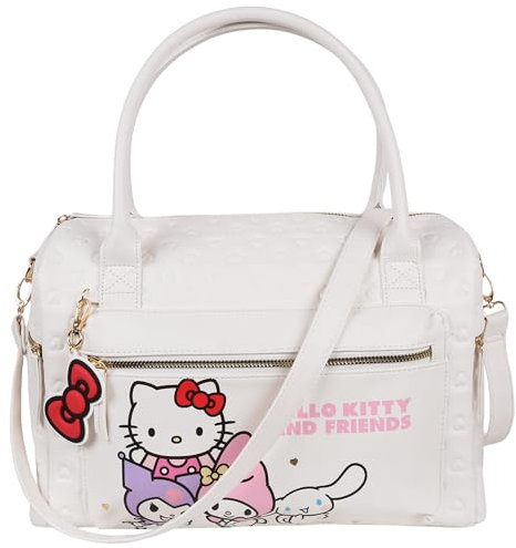 Hello Kitty Reisetasche, Reisetasche, Wochenendtasche, mit Reißverschluss, Weiß 38x26x16 cm