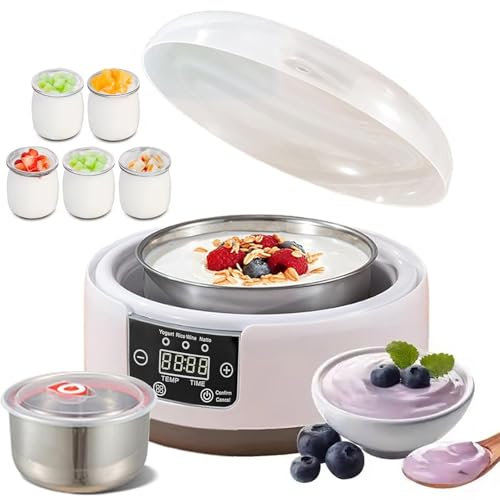 Probiotic Yogurt Maker with Temperature Control, Probiotischer Joghurtbereiter, Griechische Joghurtmaschine mit Temperatur- und Timer, Automatischer Digitaler Joghurt Maker für Joghurt, Käse (Set B)