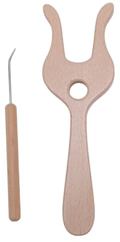 Strickgabel- und Nadel -Kit, Multifunktionales Brainer Gewebter Nadel -Kit mit Holzgriff Bastelbraune -Gabel Häkeln Ergonomischer Griff für Alle Fähigkeiten Im Fertigkeit