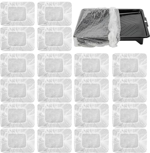 20 Pcs Disposable Paint Tray Liners 9 Inch, Paint Tray Liners Roller Tray Liners or Wall and Ceilings Painting, Large Paint Roller Tray Liner Set for 9inch Long Paint Rollers-Easy to Clean Up