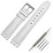 OLXIYOC Armband für Swatch aus Alligatorprägung-Rindleder mit Edelstahl-Verschluss (White, 17mm)