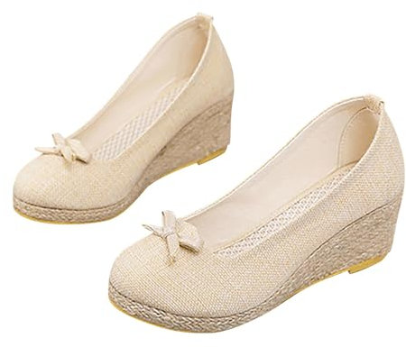 orthotic slippers Low Wedge Sandals for Women Open Toe Walking Slides Lightweight Arch Support Wedge Comfortable Casual Flat/chunky Footwear Fashion Dressy Flat Sandals for Party Beige 4.5