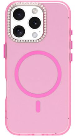 HAMEXLN Ultrasottile Custodia per iPhone 16 PRO Max/16 Pro/16 Plus/16, Magnetica Smerigliato Cover Fotocamera Protezione Antiimprontadigitale Cover,Rosa,16 Plus