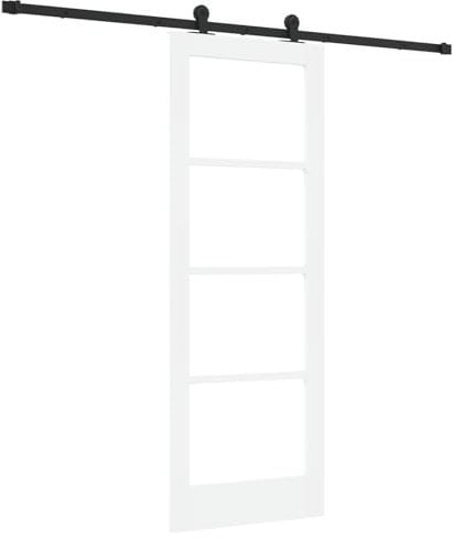 vidaXL Puerta Deslizante Orkdal Blanca Con Juego de Herrajes 73.5X198.5 cm Cristal Opaco Textura Suave Interior Diseño Moderno Instalación Fácil Puerta Interior Madera Metal Casa Dormitorio Sala de