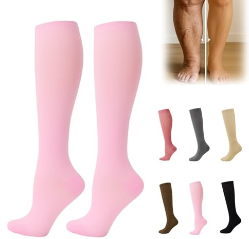 HOPASRISEE Mevery KompressionsstrüMpfe, Unisex StüTzstrüMpfe, Mevery KompressionsstrüMpfe Damen Gegen Krampfadern, Geeignet für Sport, Laufen, Reisen, Fitness und FußBall(Rosa,S/M-3 Paar)