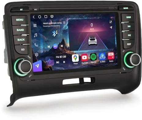 Erisin 8GB+128GB 8-Kern Android 16 Autoradio Bluetooth für Audi TT MK2 8J | Qualcomm 7 IPS Touchscreen 2Din Radio Unterstützt Drahtlos CarPlay Android Auto GPS Navi DAB+ WiFi 4G DSP Canbus USB SWC