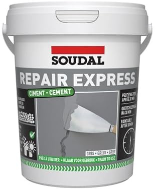 Soudal Repair Express Cement Grey 900ml Ready-to-Use Quick-Setting Repair Filler for Joints Cracks & Brickwork Indoor & Outdoor Use Easy Application & Strong Bond (Pack of 1)