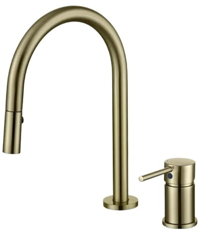 Pull Out Faucet Bathroom Basin Sink Faucet Hot Cold Water Two Function Tall Mixer Tap Crane With Spray Deck Mounted Gold Chrome(Gold)