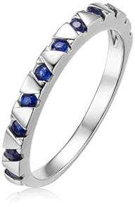 Daesar Ringe 585 Weißgold Damen, Verlobungsring Schmal mit Saphir 0.31ct Bandring Eheringe Trauringe Ewigkeitsringe Größe 55 (17.5)