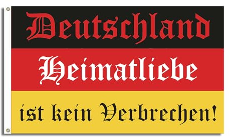 FlagShipper Deutschland Flagge 150x90 cm – Motiv „Heimatliebe ist kein Verbrechen“ – Patriotische Fahne für Demonstration, Balkon, Garten & Wahl – Robustes Banner wetterfest & genäht