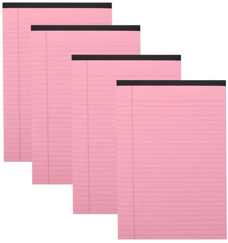 A4-notizblock im Querformat, , Liniert, Rosa, Papier, Schulanfang Deko | Abreißbar, mit Viel Schreibfläche und Effizienter Ordnung, für Büroarbeit und Schule, 4 Stück-pack