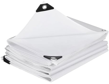 yurstcggh Lona Impermeable,Lona de Protección Toldo Reforzado PVC con Ojales,Duradera Resistente a Los Rayos UV Desgarros,para Muebles,Piscina,Jardín 4×6m 620g/m² Blanco