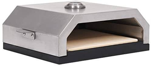 Four à pizza avec pierre en céramique et indicateur de température pour barbecue au gaz et au charbon de bois, mini appareil de cuisson en acier inoxydable pour fond croustillant, tarte flambée