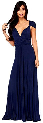 Infinity Kleid, Ballkleid, Brautjungfernkleid, Gr. 34-42 viele Farben Wickelkleid lang, 70 Verschiedene Wickelarten, Convertible Dress, Brautkleid, Bridesmaid, one Size, Stretch (Dunkelblau)