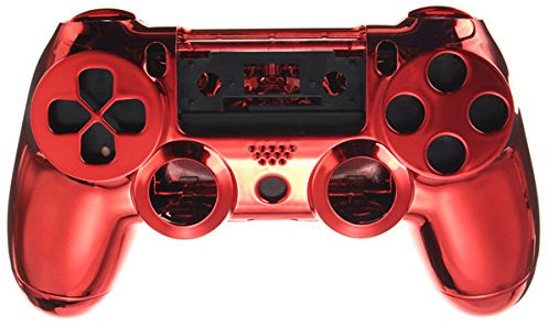 C-FUNN Chrome Skin Housing Protective Shell Case Cover For Sony Play Station 4 PS4 Controller - Red
