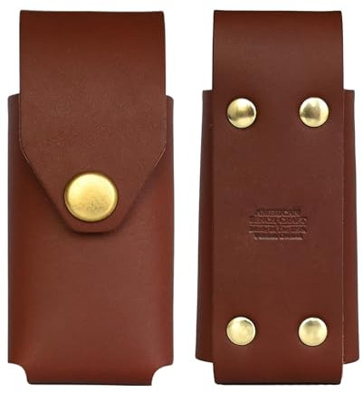 American Bench Craft Riveted Leather Multi Tool Case & Knife Case fits Gerber DIESEL, Gerber MP600 and Gerber GATOR Folding Knife - Leather Sheath (Brown)