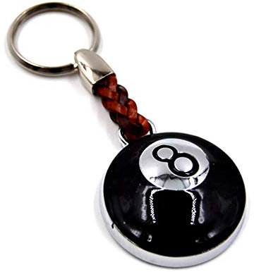 Porte-clés ClaroSchmuck Anneau Pendentif Boule de Billard, Cadeau Bijou env. 9cm