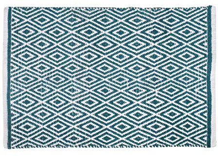 The Beer Valley Baumwoll-Diamant-Teppich, 53,3 x 86,4 cm, Blaugrün, wendbar, maschinenwaschbar, Akzent-Teppiche für Schlafzimmer, Küche, Diele, Badezimmer