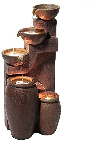 Primrose 101cm Bowl and Jars 4 Tier Water Feature With LED Lights