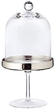 EDZARD Bonboniere, Bonbonglas auf Fuß, Höhe 20 cm, mundgeblasenes Kristallglas mit Platinrand, Glasdose mit Deckel