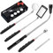 5 PCS Outil de Préhension Magnétique Télescopique pour Ramassage avec LED, Comprenant 15lb/1lb Outil de Ramassages/Rond/Carré Miroir d'Inspection/Poignée Pivot 360°, 4 Batteries(Cinq kit)