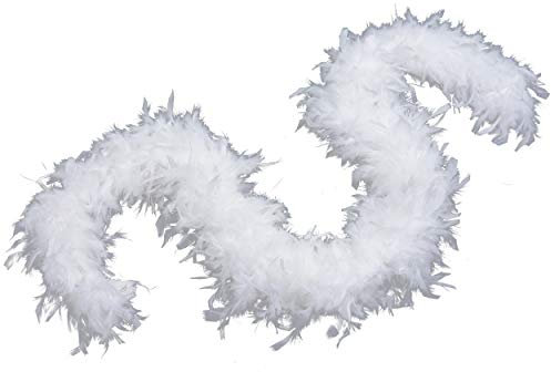 Flydreamfeathers 60 Gramm, 1,8 m lange Chandelle-Federboa, 16 Farben, ideal für Party, Hochzeit, Halloween-Kostüm, Weihnachtsbaum, Dekoration (weiß)