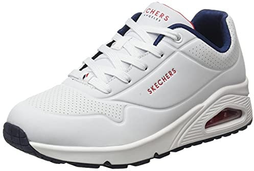 Skechers Uno Stand On Air, Scarpe da ginnastica Donna, White Durabuck Navy Red Trim, 35.5 EU