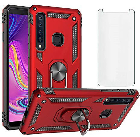 Asuwish Handyhülle für Huawei Y7 2019/7Y Pro Hülle mit Glas Folie Schutzfolie und Magnetisch Ring Ständer Panzerfolie Hawaii Y7 Prime 2019 Dub-LX1 Slim Handy Hüllen Schutzhülle Phone Case Rot