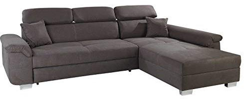 Polstergarnitur Ecksofa Eckgarnitur | 295x214 cm | Microfaser | Braun | Schlaffunktion