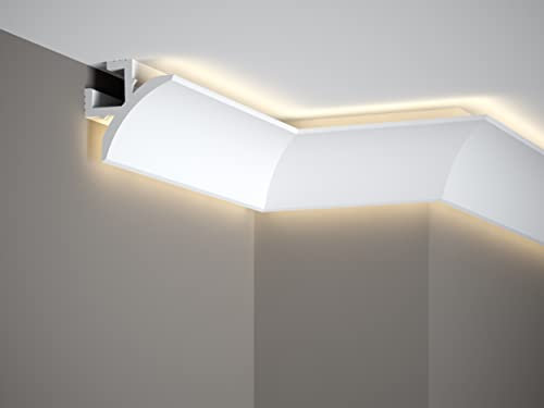 Mardom Decor I QL002 - LightGuard® Stuckleiste 2.0 I Red Dot Award prämierte Decken Lichtleiste für indirekte LED Beleuchtung I benötigt kein Alu-Reflektionsband